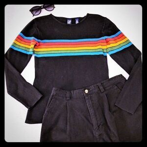 ISO Gap black long sleeve sweater with rainbow stripe ISO